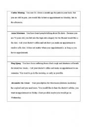 English worksheet: Making an appointment at the doctors