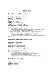 English Worksheet: Phrasal verbs