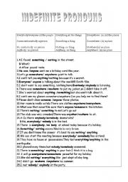 English worksheet: ndefinite pronouns