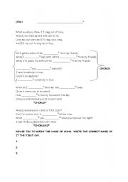 English worksheet: with a little help from my friends