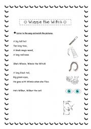 English Worksheet: Winnie the witchs song (match the pictures)