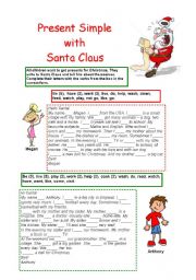 English Worksheet: Present Simple with Santa Claus