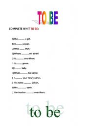 English worksheet: to be