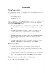 English Worksheet: Responsibility