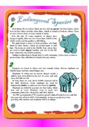 English Worksheet: Reading - Endangered Species