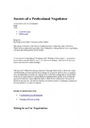 English Worksheet: Negociate