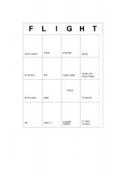 English Worksheet: Flight Bingo Game