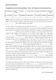 English Worksheet: worksheet on the documentary 