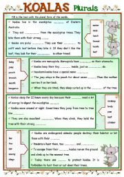 English Worksheet: KOALAS + Plurals