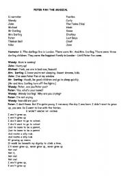 English Worksheet: Peter Pan The Musical Play Script