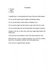 English Worksheet: Outline Presentation for Question Tags