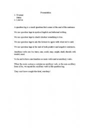 English worksheet: Outline Presentation for Question Tags