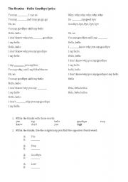 English worksheet: Hello Goodbye for The Beatles