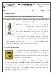 English Worksheet: End of term test n 1