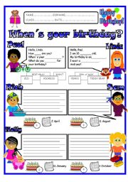 English Worksheet: Whens  your birthday?
