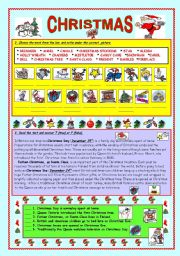 CHRISTMAS - matching & reading (fully editable & key) 