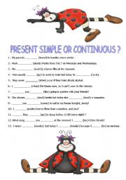 English Worksheet: PRESENT SIMPLE OR CONTINUOUS ?