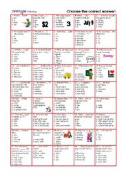 Present Simple_Prepositions_Much_Many_Multiple Choice