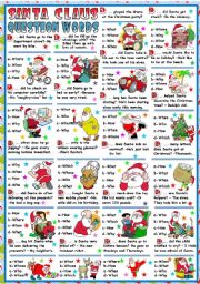 English Worksheet: SANTA CLAUS AND QUESTION WORDS (B&W VERSION+KEY INCLUDED)