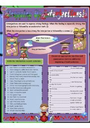 English Worksheet: Wrapping Up Interjections - 92 sentences includes writing activity