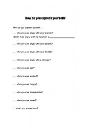 English worksheet: how do you express yourself