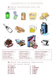 English Worksheet: Containers and Quantifiers