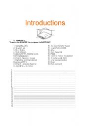 English worksheet: Introductions (3 pages)