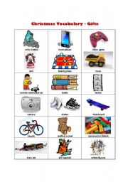 English worksheet: Christmas Vocabulary - Gifts