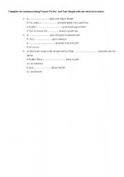 English worksheet: past simple and Present perfect