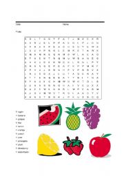 English Worksheet: fruits