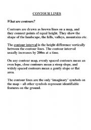 English Worksheet: contour lines