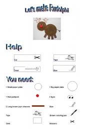 English Worksheet: Lets make Rudolph