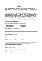 English worksheet: The Bat 