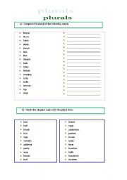 English Worksheet: Plurals