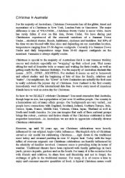 English Worksheet: chrismas in asutralia text