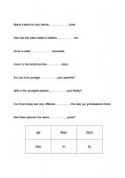 English Worksheet: Comparative prepositions