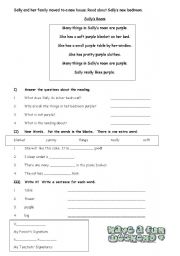 English worksheet: sallys room