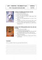 English worksheet: THE CLAN OF THE CAVE BEAR