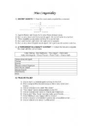 English worksheet: Miss Congeniality Video Guide  