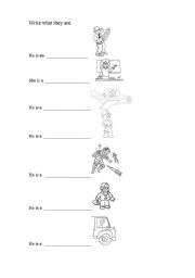 English worksheet: write what they are
