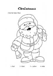 English Worksheet: Color the Santa Claus