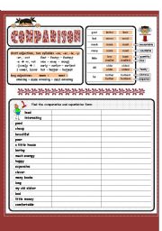English Worksheet: COMPARISON - part one of two