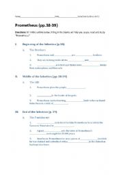 English worksheet: Prometheus: greek Mythology