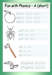 English Worksheet: Fun with Phonics (1) - A (short)