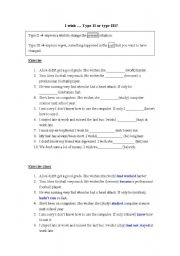 English Worksheet: conditionals (i wish) 