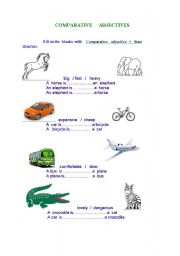 English Worksheet: COMPARATIVE  ADJECTIVES