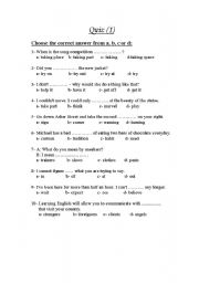 English worksheet: Vocabulary Quiz on Traveller Course Book Module (1)