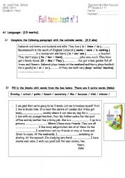 English Worksheet: full term test n1 for the 7th form