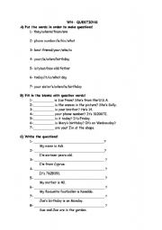 English Worksheet: wh questions