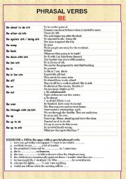 English Worksheet: PHRASAL VERBS: BE